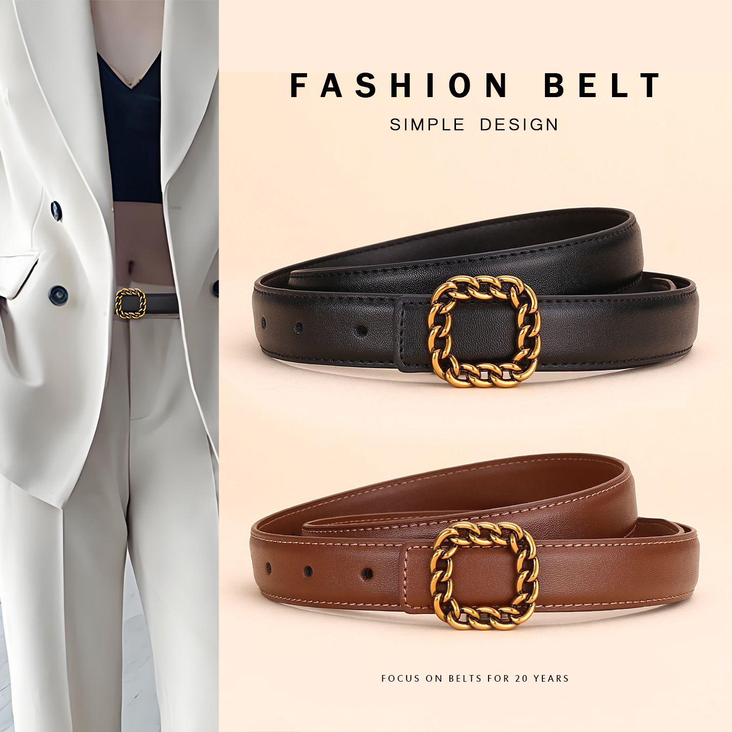Vintage Fashion Looks - Cinto de Couro Vintage com Fivela