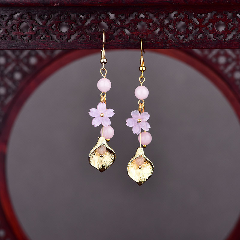 Vintage Fashion Luxury - Rosa natural jade flor brincos presentes