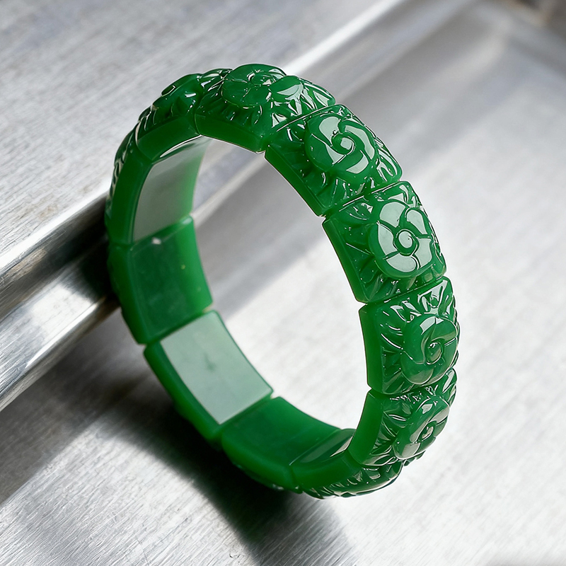 Vintage Fashion Luxury - Real jade flor pulseira pulseira designer