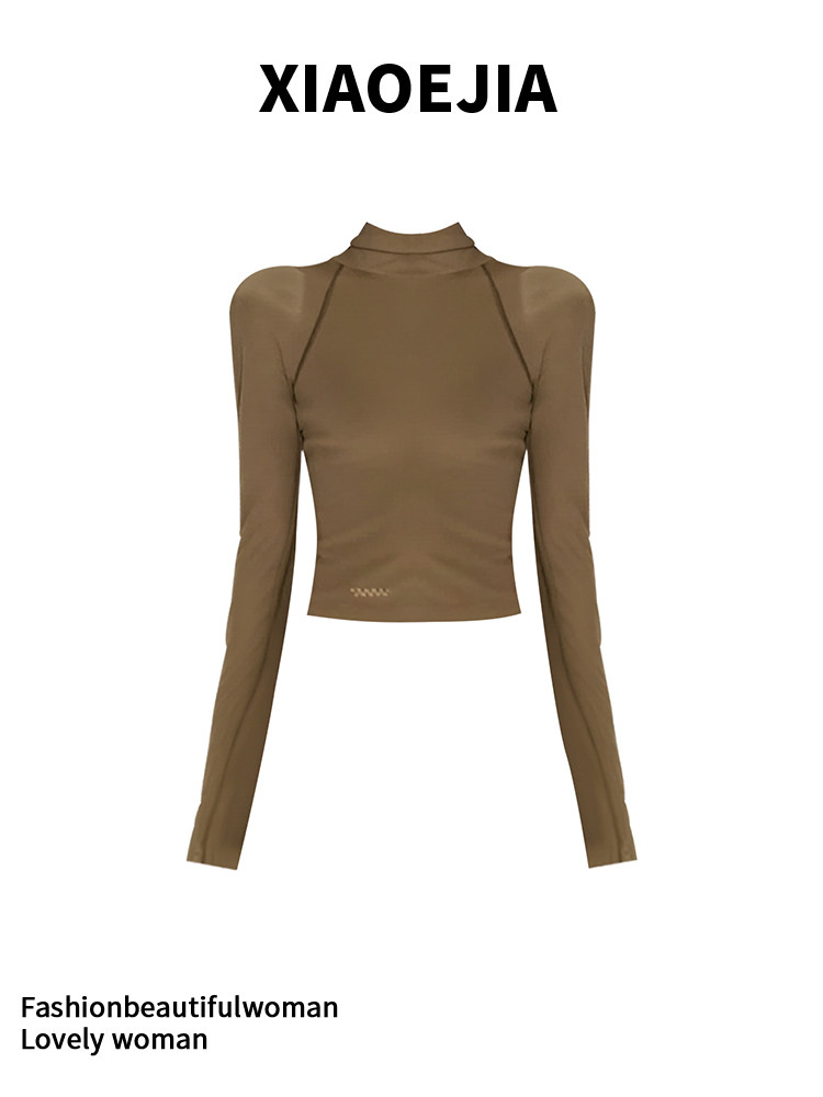 Turtleneck Knit 90S - Camiseta Gótica Verde Feminina Harajuku Y2K,