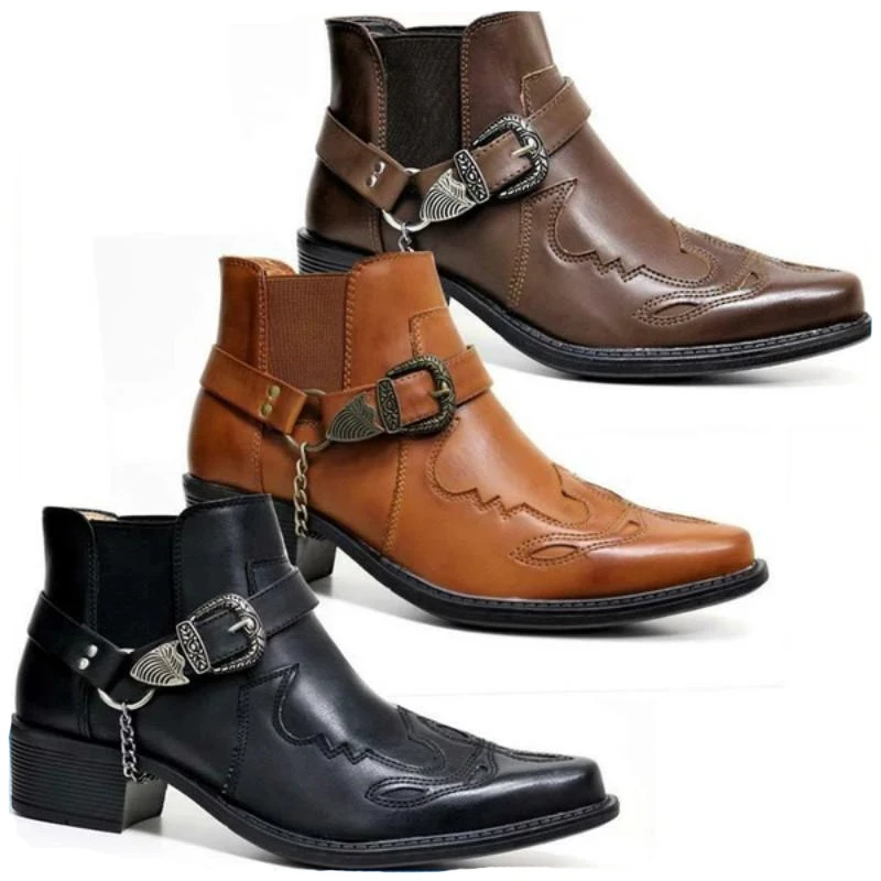 Vintage Fashion Jewelry - Botas Masculinas de Couro Vintage Estilo