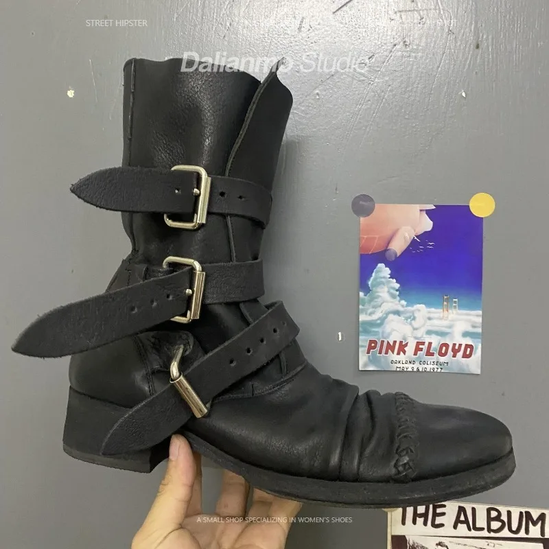 Moda masculina botas de couro  - Vintage Style Women Fashion avaliação e preço
