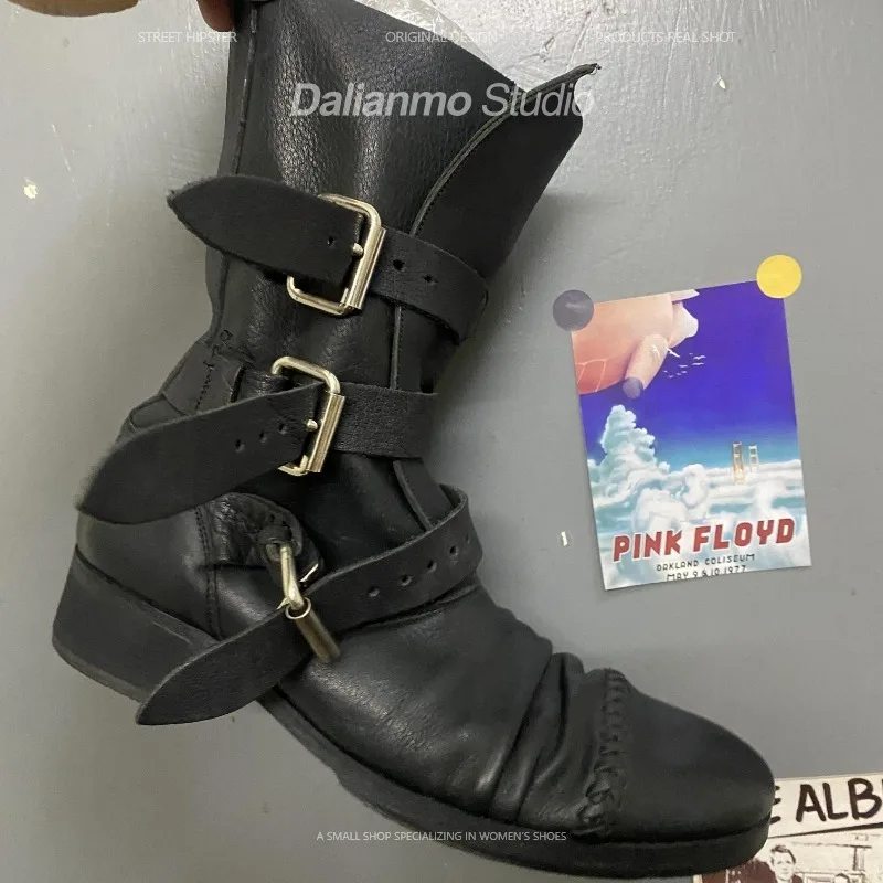 Moda masculina botas de couro  - Vintage Style Women Fashion avaliação e preço
