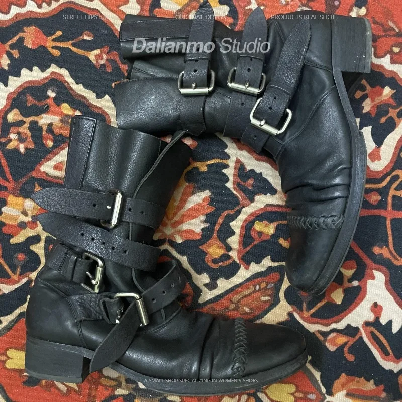 Moda masculina botas de couro  - Vintage Style Women Fashion avaliação e preço