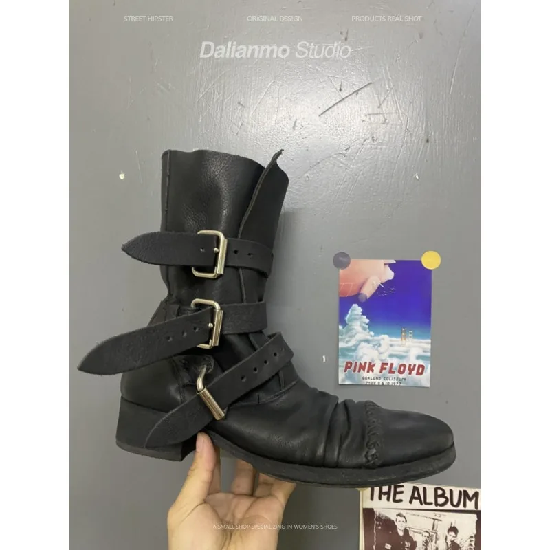 Moda masculina botas de couro  - Vintage Style Women Fashion avaliação e preço