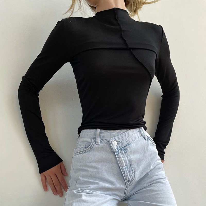 2025 outono gola alta y2k mang - Turtleneck Knit 90S avaliação e preço