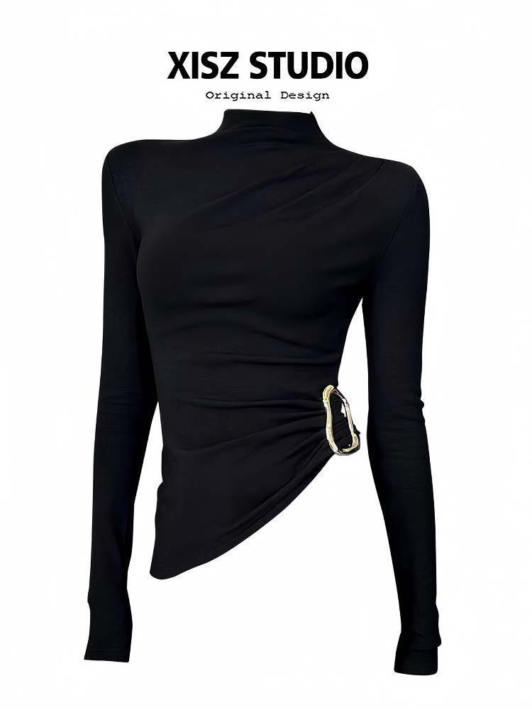 Mulheres preto gothict-shirt h - Turtleneck Knit 90S avaliação e preço