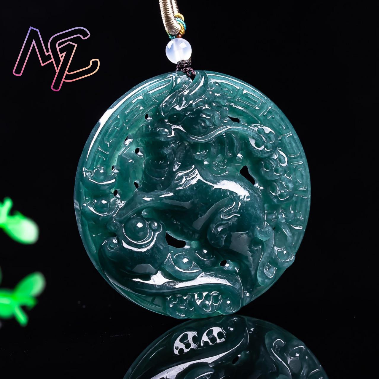 Myanmar jadeite dragão pingent - Vintage Fashion Necklace avaliação e preço