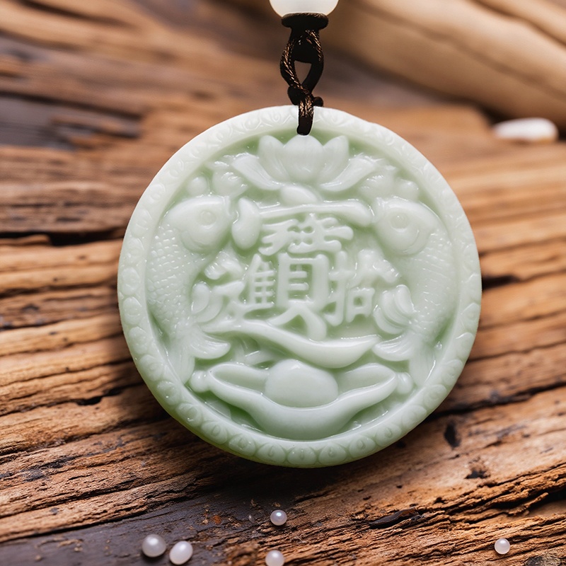 Verde real jade carpa peixe pi - Vintage Fashion Necklace avaliação e preço