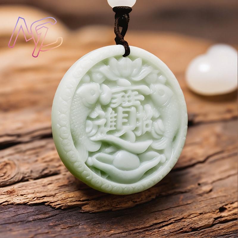 Verde real jade carpa peixe pi - Vintage Fashion Necklace avaliação e preço