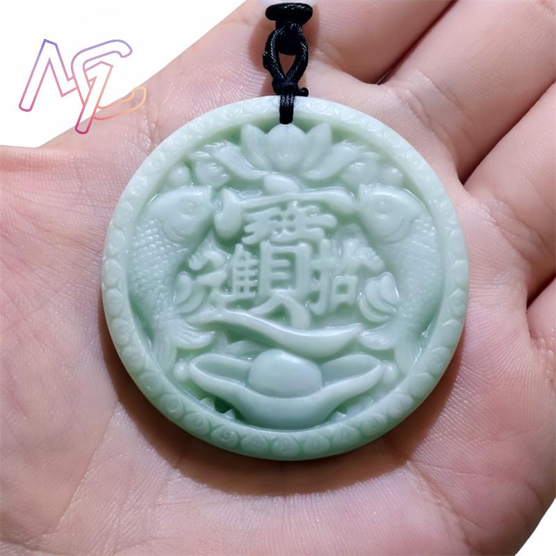 Verde real jade carpa peixe pi - Vintage Fashion Necklace avaliação e preço