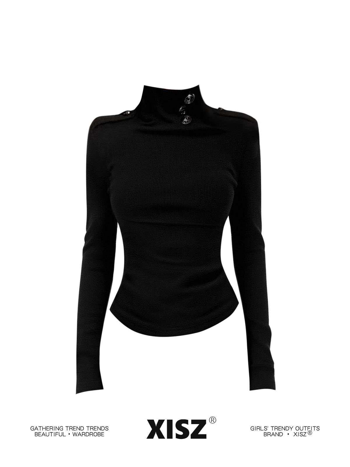 Camiseta Gótica Feminina Preta - Turtleneck Knit 90S avaliação e preço