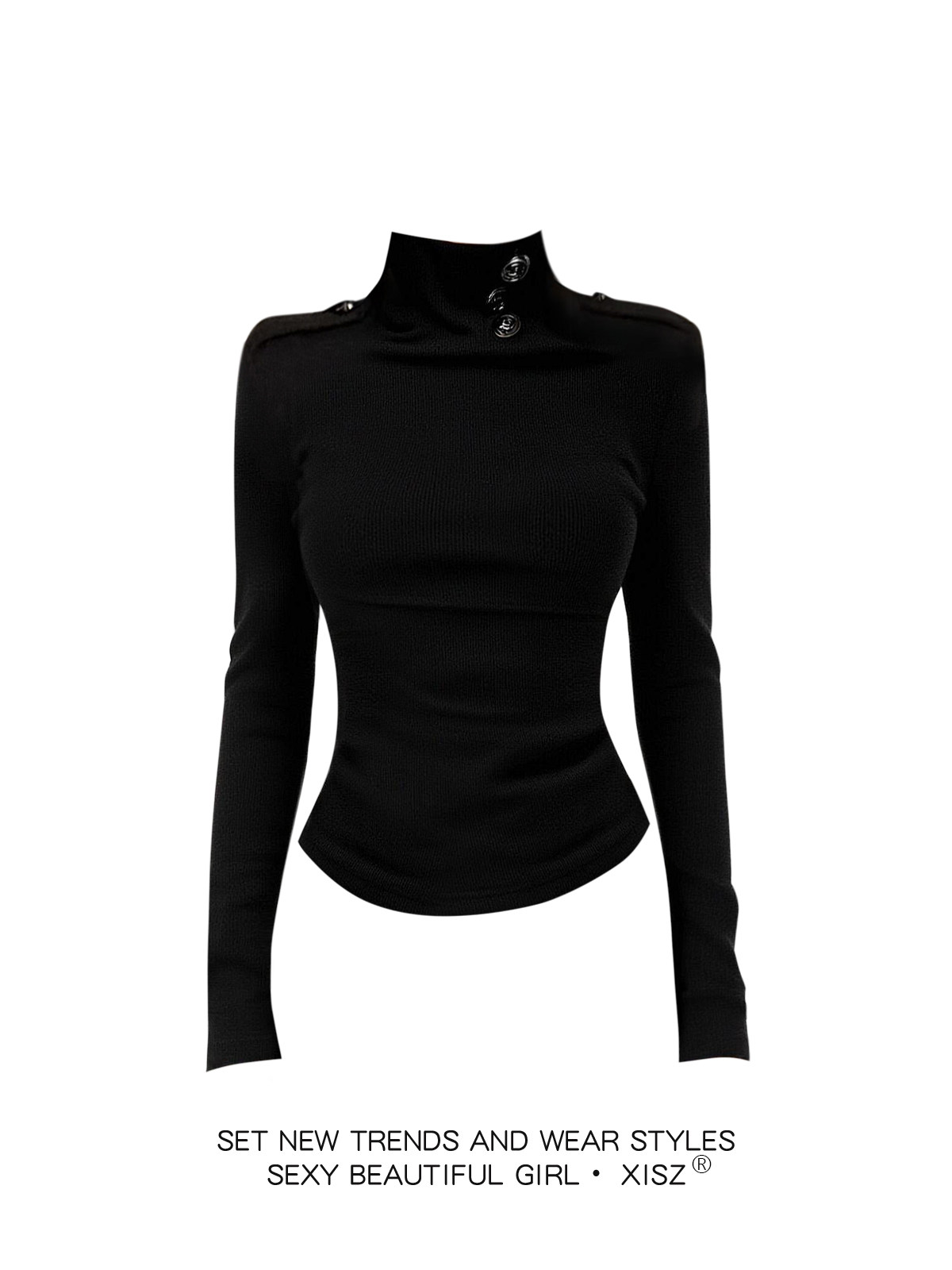 Camiseta Gótica Feminina Preta - Turtleneck Knit 90S avaliação e preço
