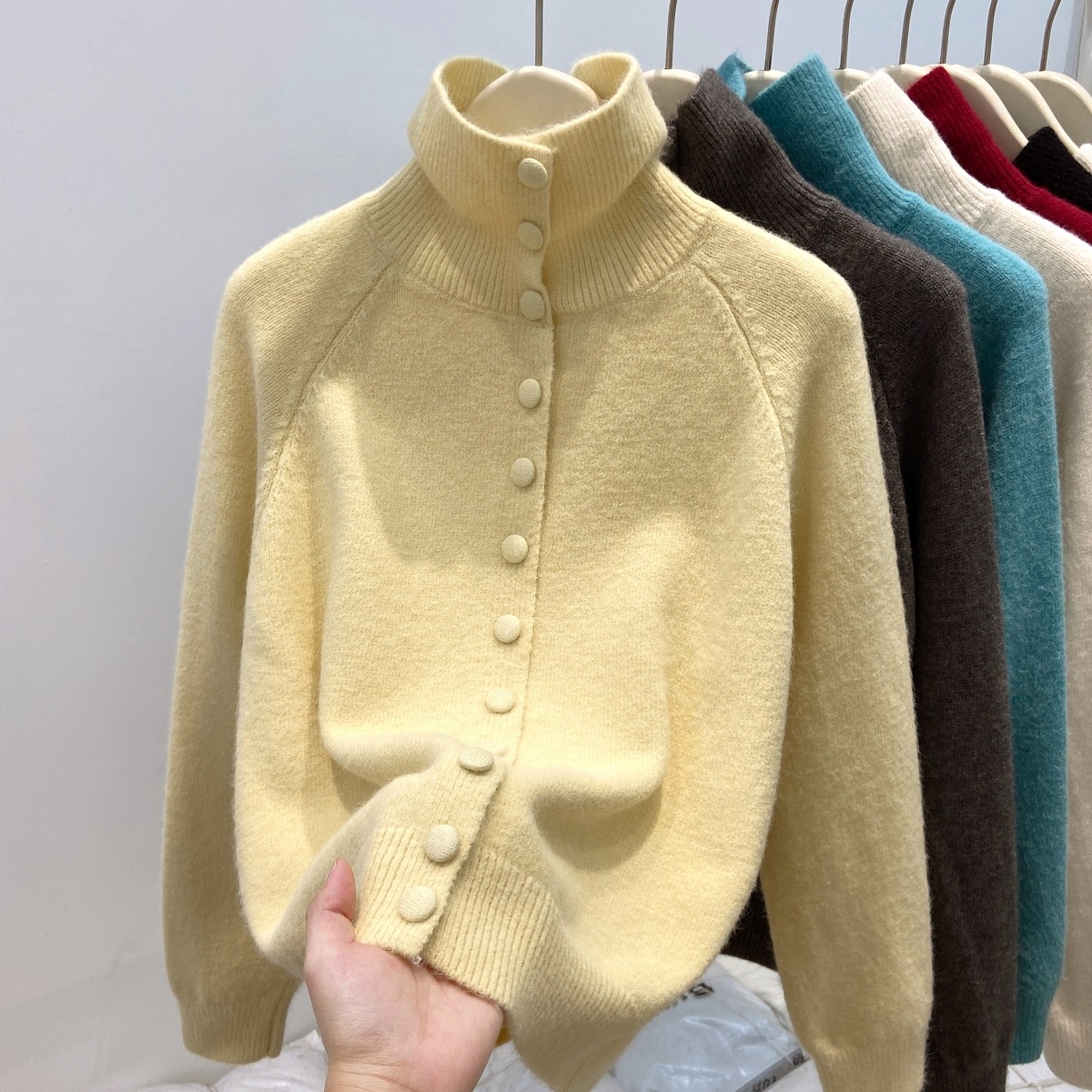 Novo Suéter de Tricô Feminino  - Turtleneck Knit 90S avaliação e preço