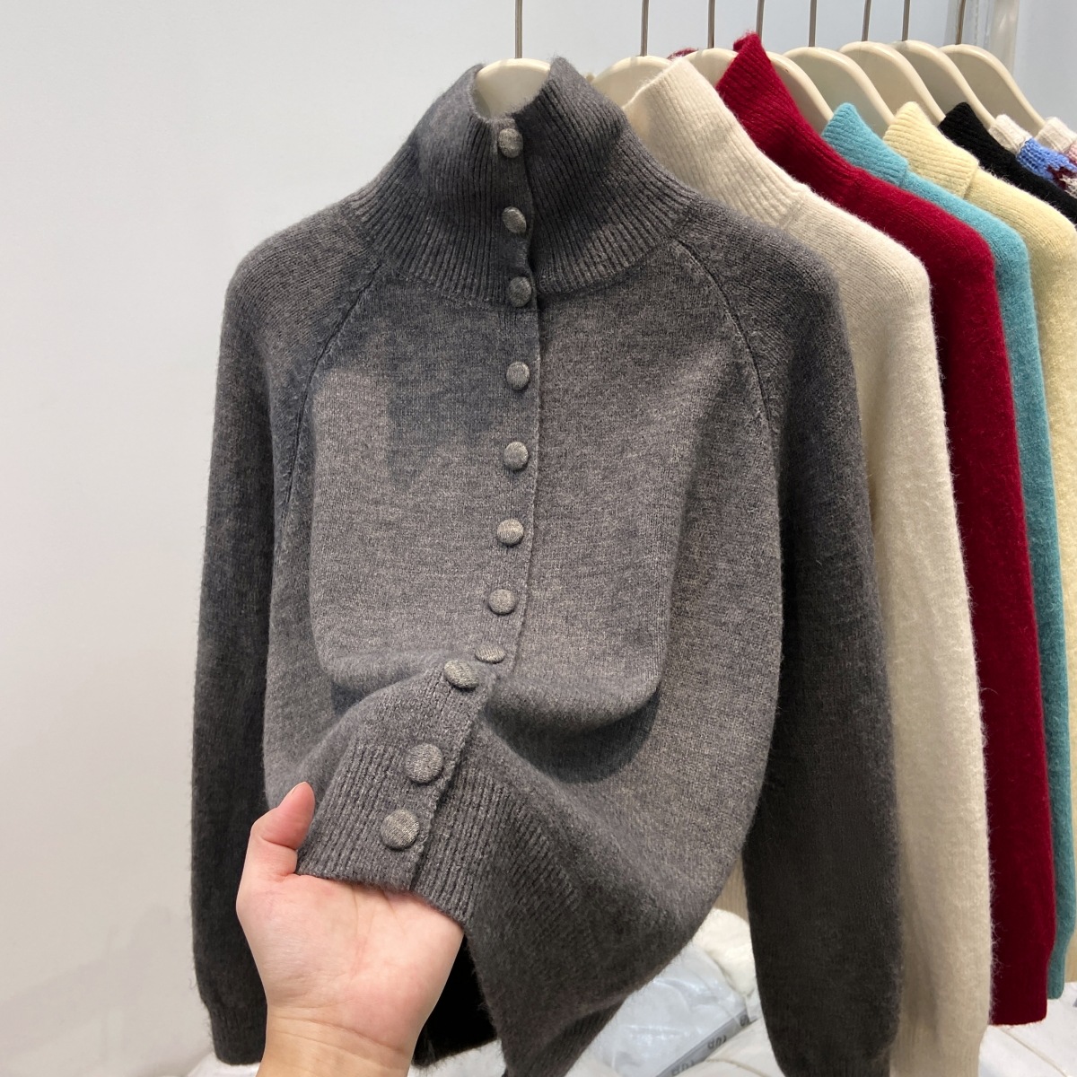 Novo Suéter de Tricô Feminino  - Turtleneck Knit 90S avaliação e preço