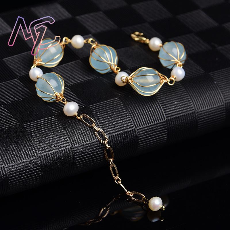 Azul natural jade grânulo brin - Vintage Fashion Jewelry avaliação e preço