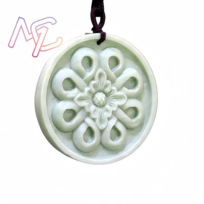 Natural real jade flor pingent - Vintage Fashion Necklace avaliação e preço
