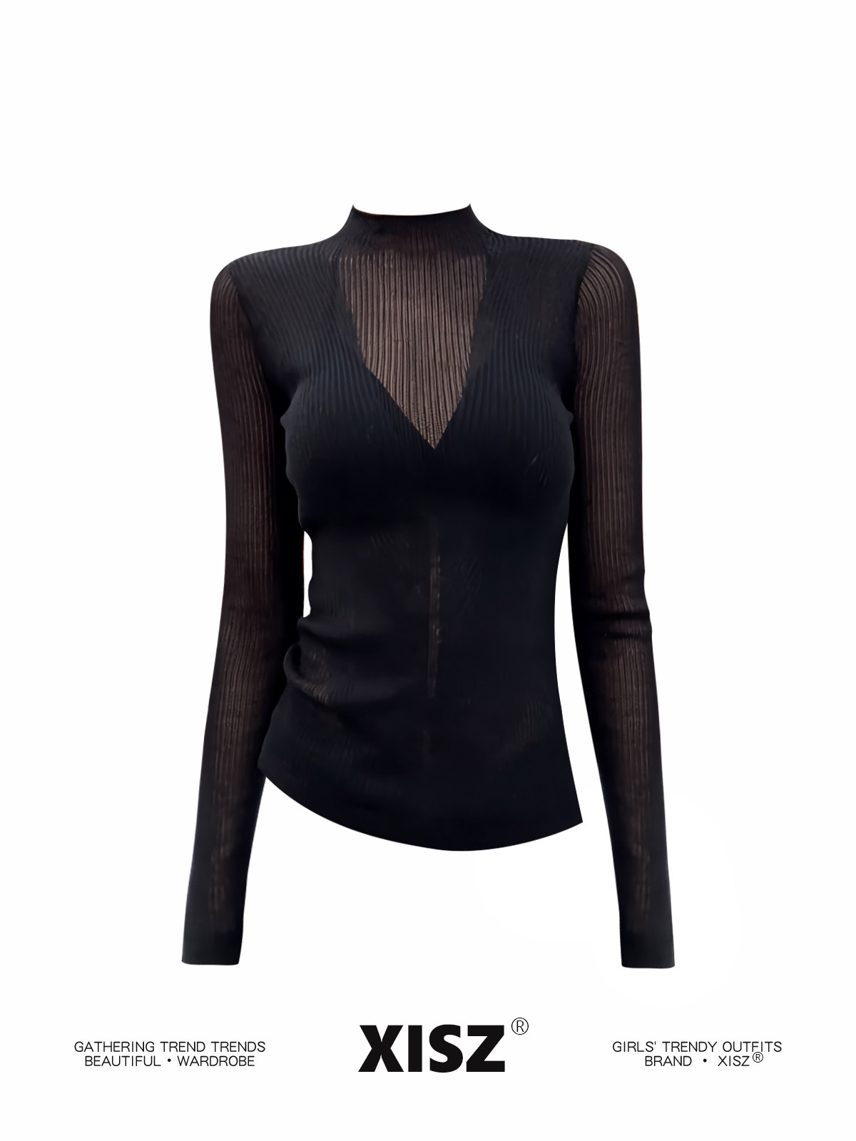 Camiseta Gótica Feminina Preta - Turtleneck Knit 90S avaliação e preço