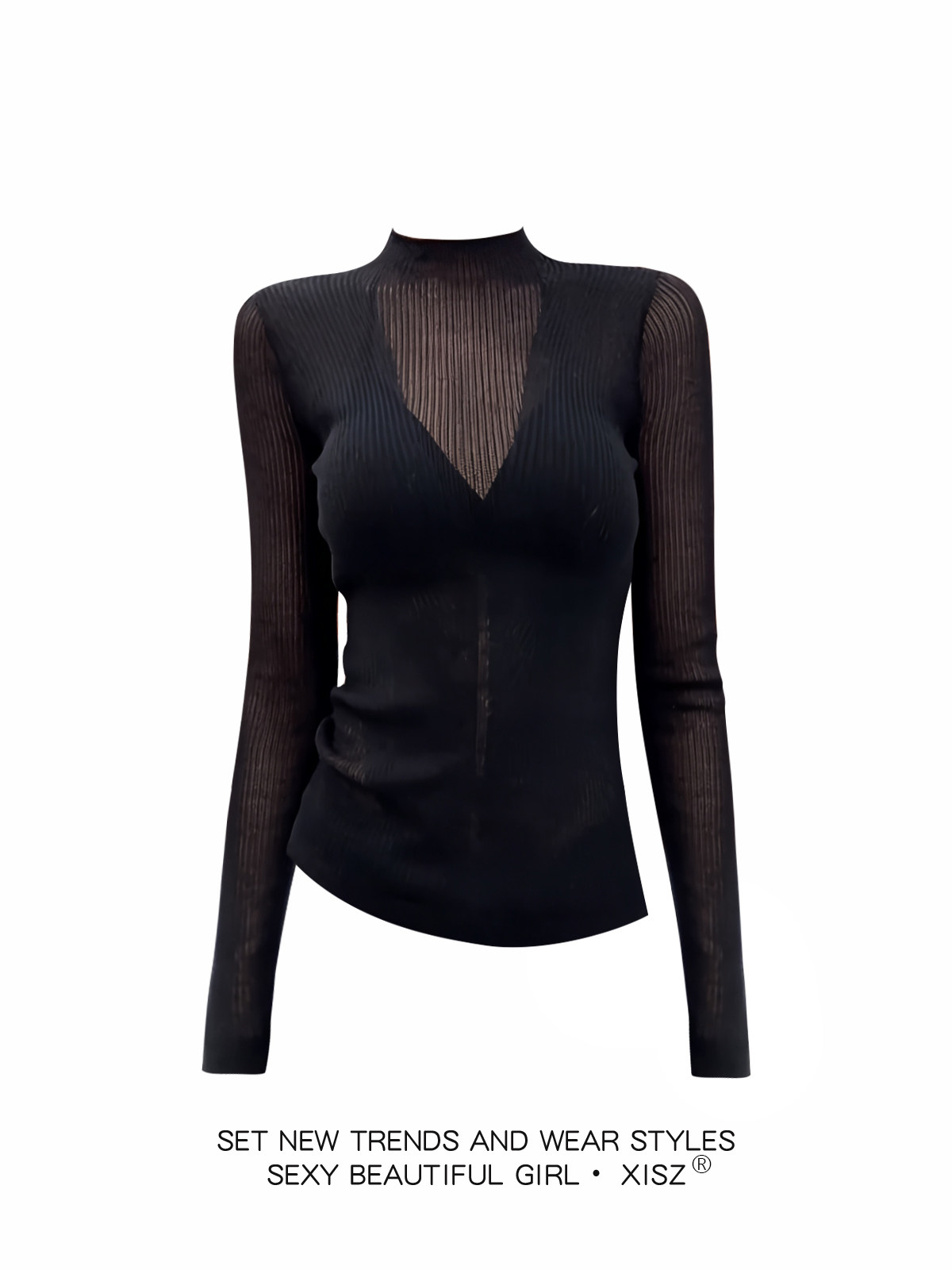 Camiseta Gótica Feminina Preta - Turtleneck Knit 90S avaliação e preço